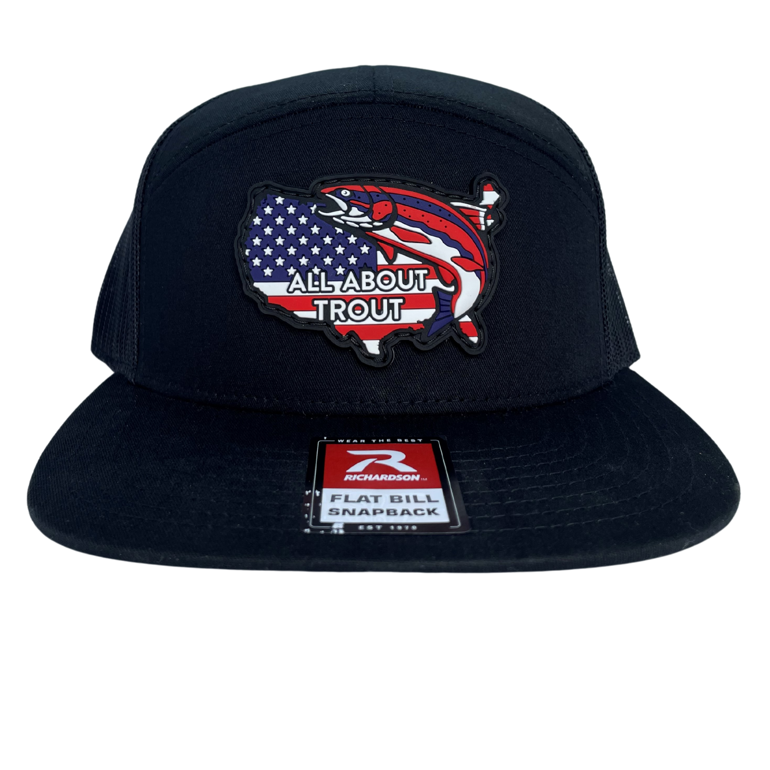 USA Black 7 Panel Hat