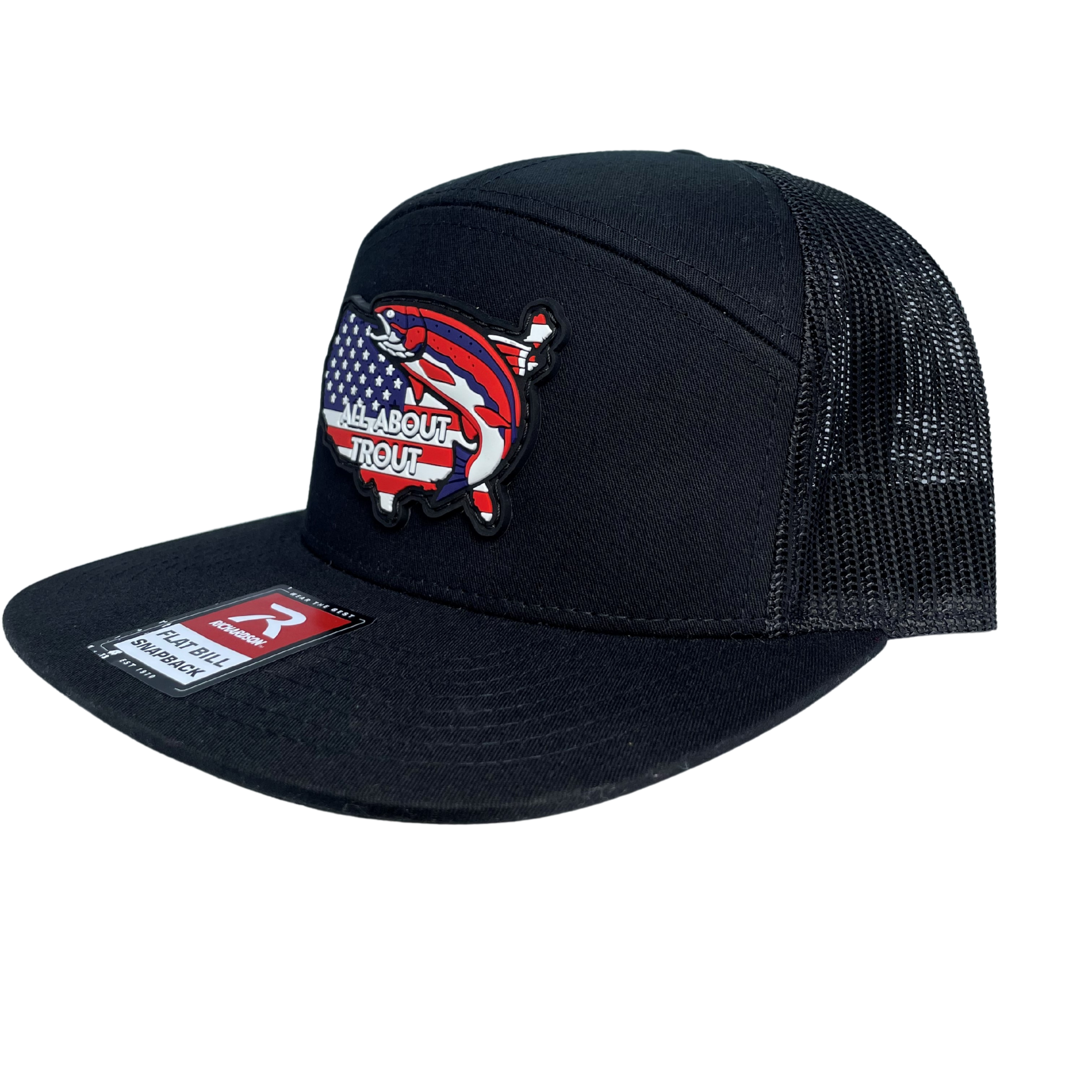 USA Black 7 Panel Hat